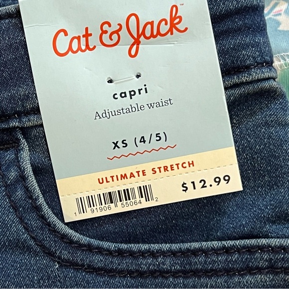 GIRLS 4/5 XS LOT denim capris, floral leggings, Minnie Mouse tank top - Picture 4 of 5